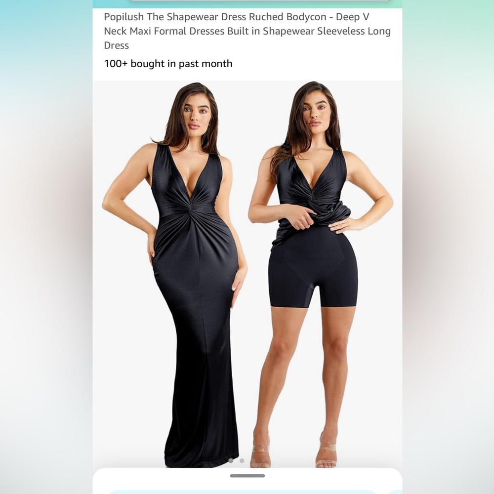 Popilush Black Formal Dress with Built-in Shapewear